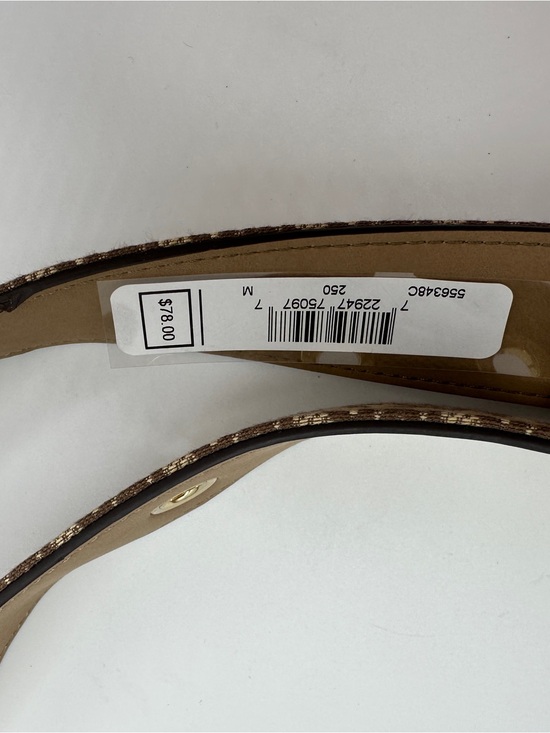 Michael Kors Brown & Beige Monogram Canvas Belt with Gold Buckle main image 5
